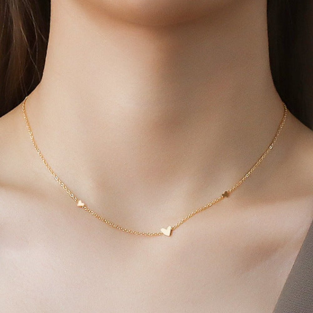 Delicacy 18K Gold Plated Stainless Steel Chain with Heart Charm Necklace